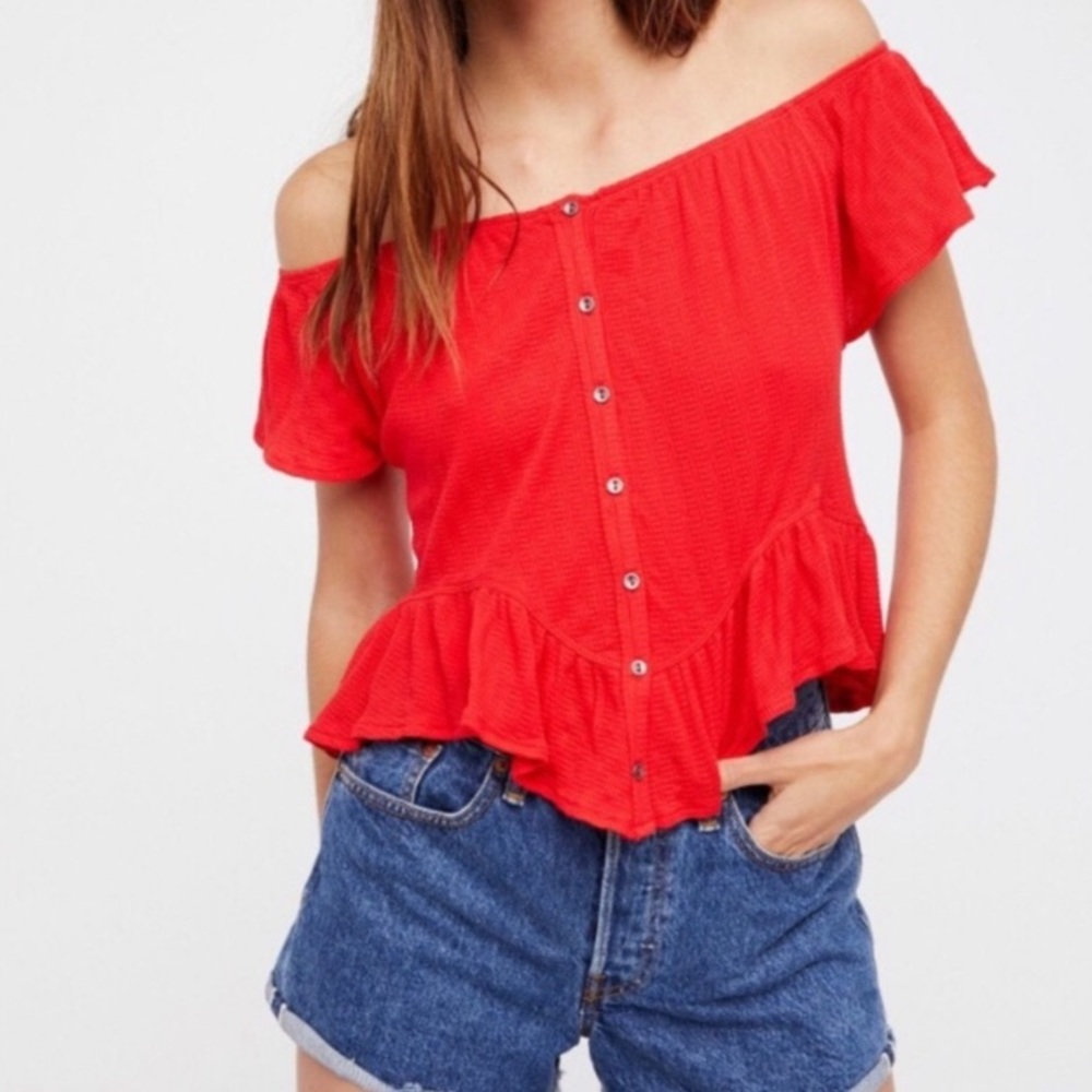 3/$25 Free People | Red Mint Julep Top